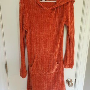 Venus Orange Chenille Hoodie Dress - size Medium